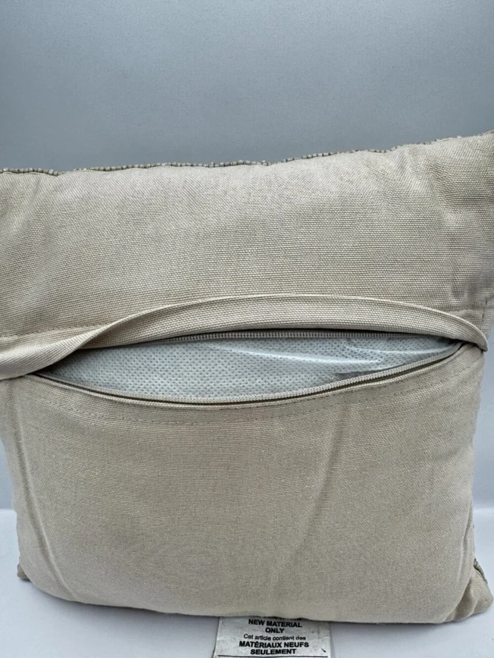 DKNY Home Gridlock Seed Bead Embellished Throw Accent Pillow 12x12 Taupe Tan EUC